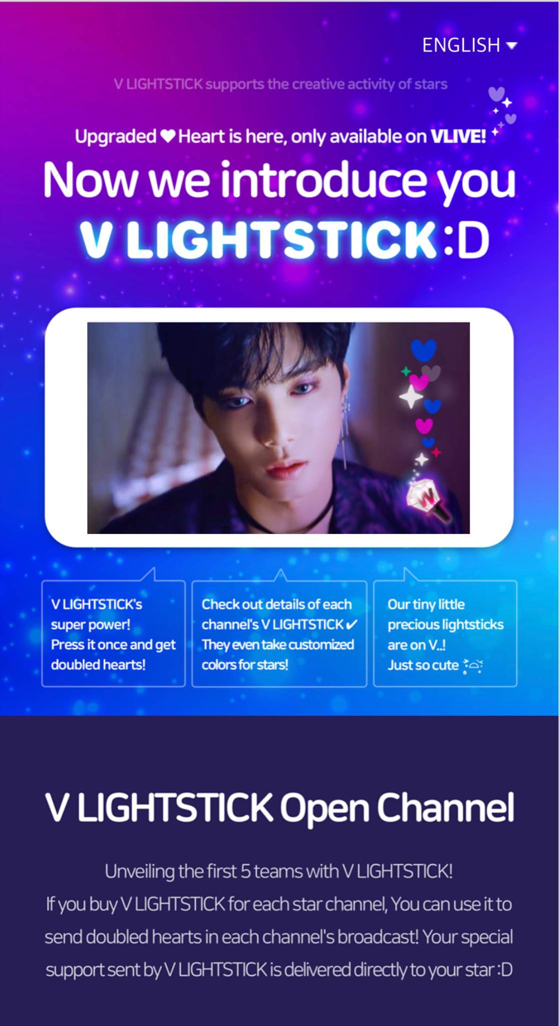 vlive app how to use lightstick