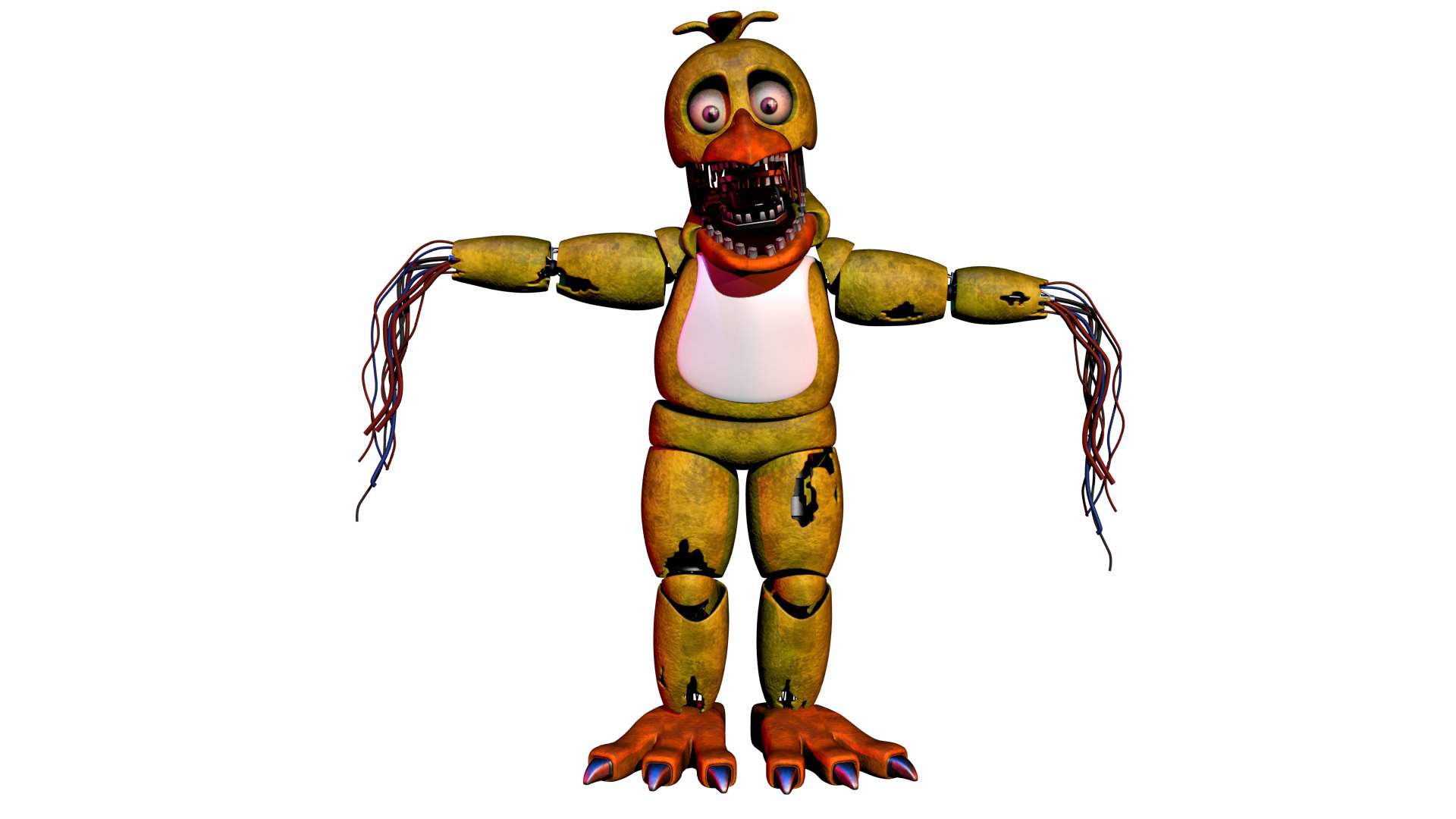Why withered chica is doing the T pose? 
