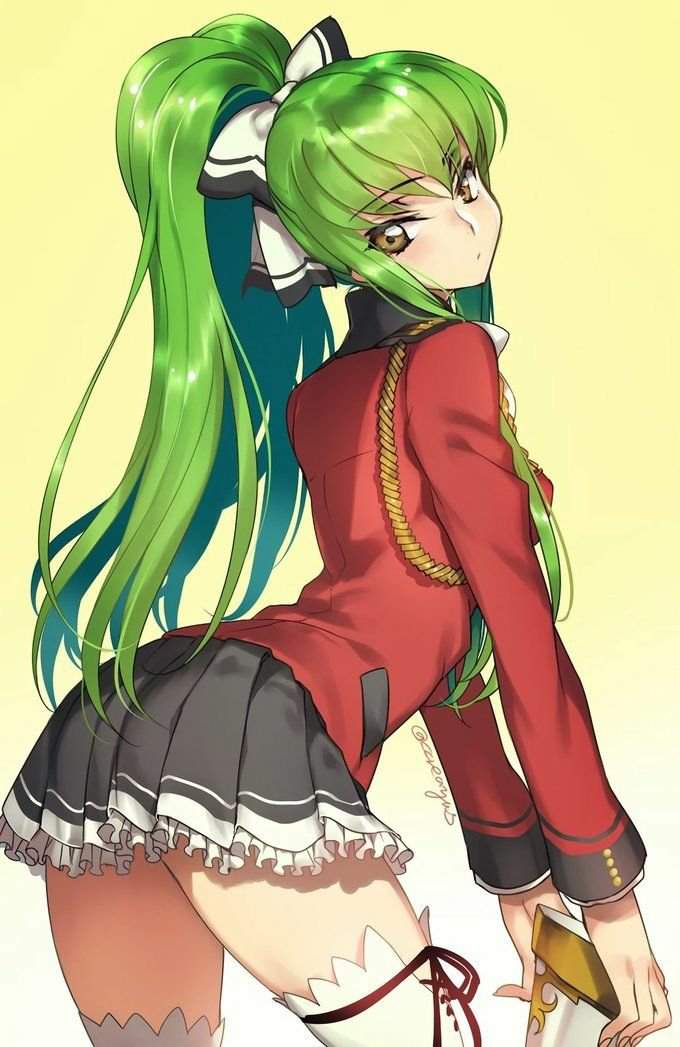 Sexy green hair secretary spunky