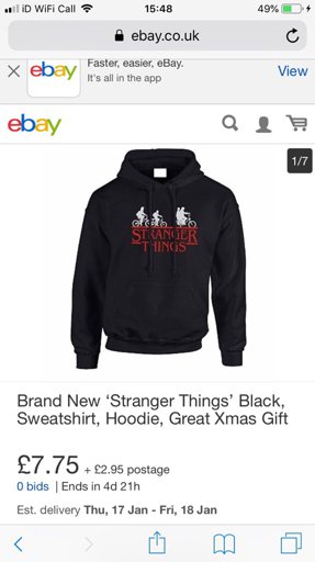 stranger things hoodie ebay