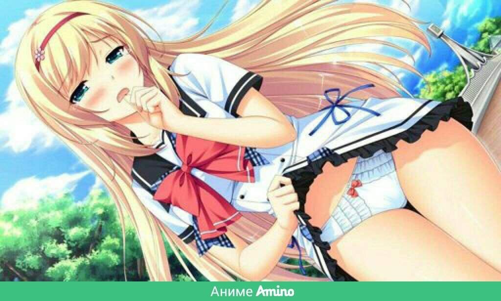 Blonde anime panties woman