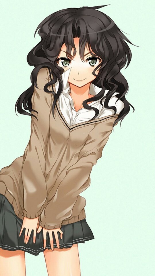Anime girl black hair brown eyes