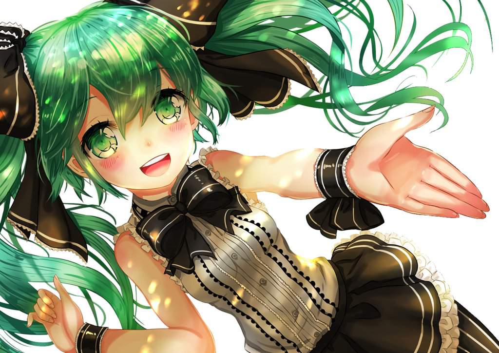 Anime girl with dark green hair
