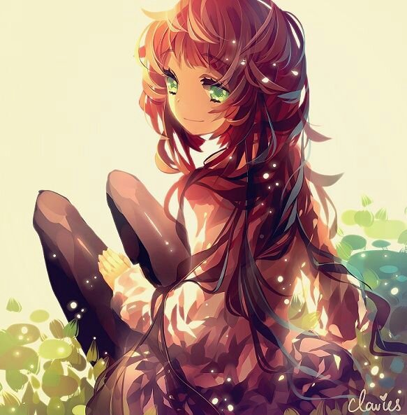 Anime girl brown curly hair