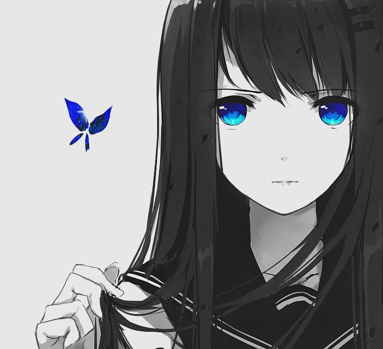 Anime girl with black