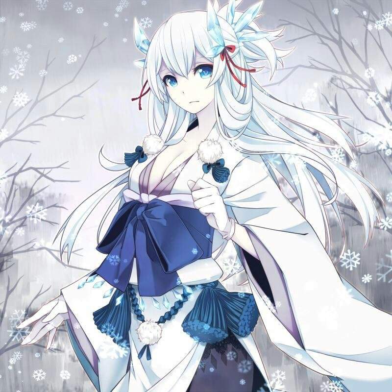 Anime girl white hair blue eyes