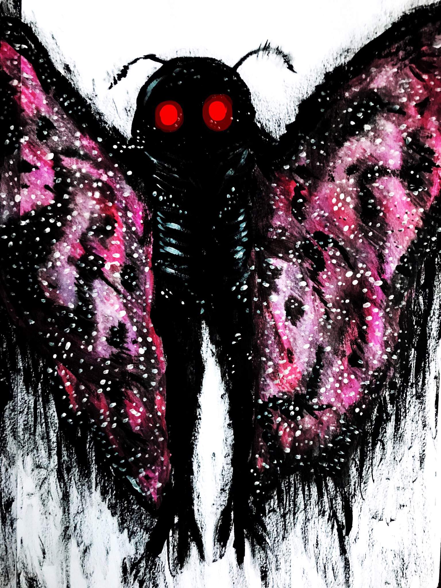 Galaxy Mothman (Traditional Drawing/Painting) MrCreepyPasta Amino