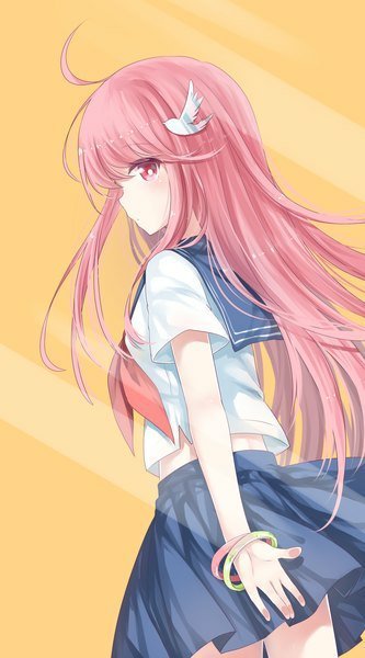 Anime girl with long pink hair