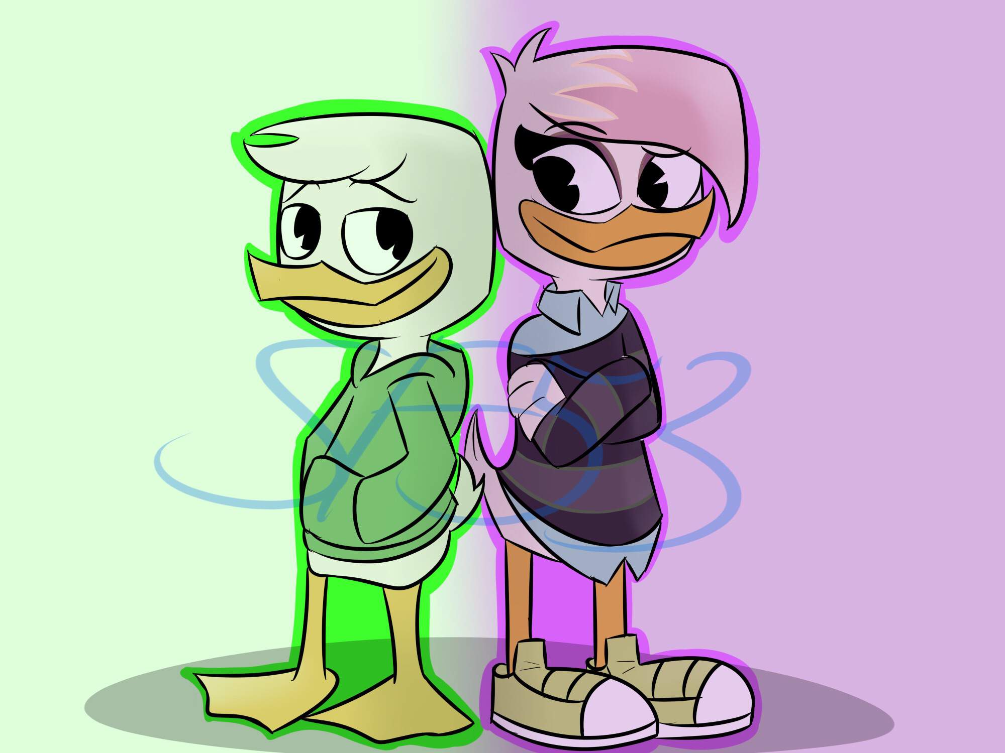 Louie 💚 and Lena 💜 Duck-Tales Amino.