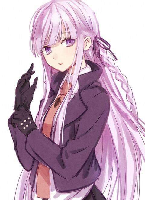 anime girl with purple hair on a seing
