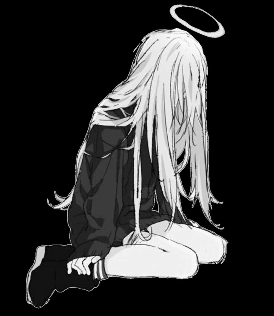 Черно белое аниме грустные девушки