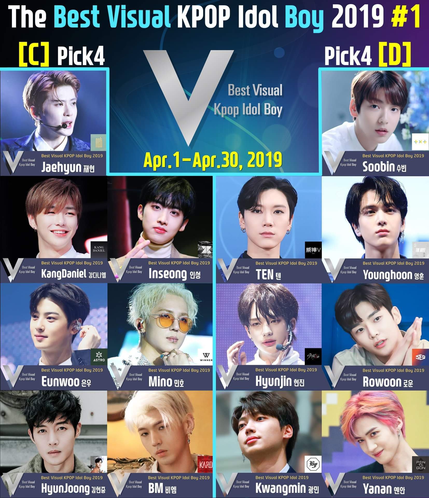 🏆 The Best Visual KPOP Idol 2019 #1 (Boy) 🎯 ROUND1 : Apr.1 Apr.30 K-Pop A...