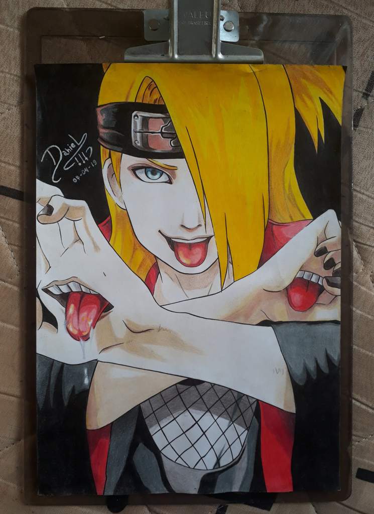 DEIDARA NARUTO SHIPUDEN DESENHO FEITO LAPIS COMUM FABER CASTEL