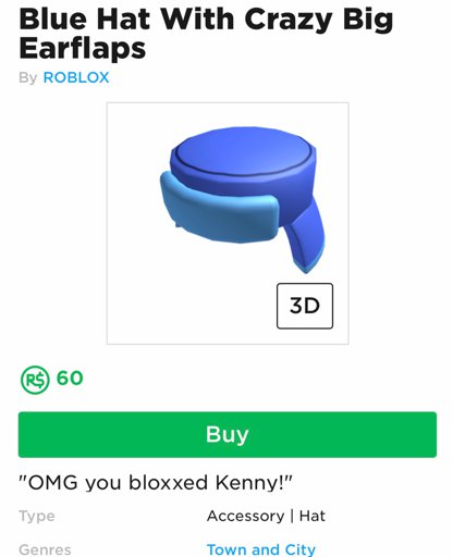 Roblox Blue Hat With Crazy Big Ear Flaps