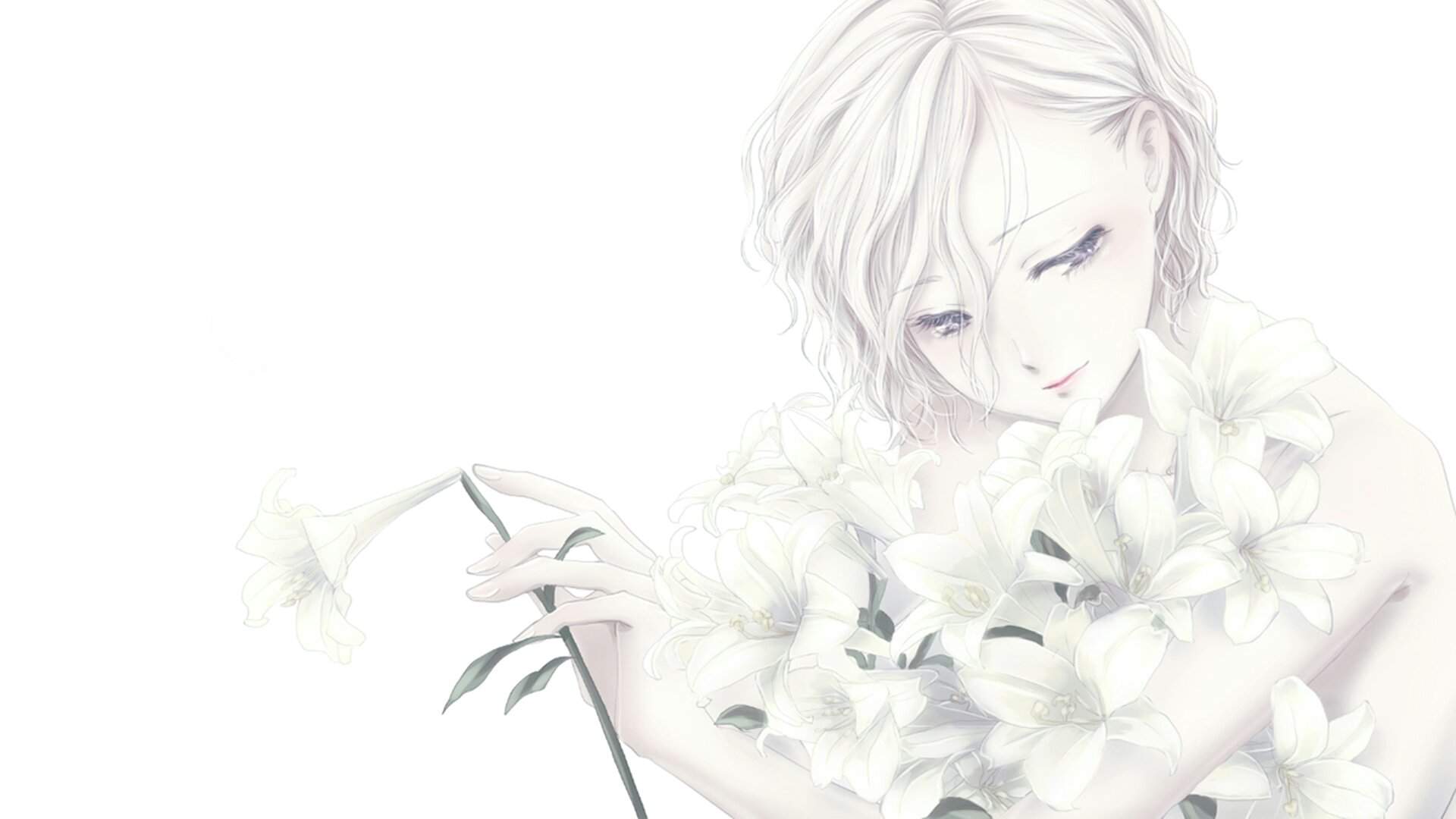 Девушка с лилиями арт