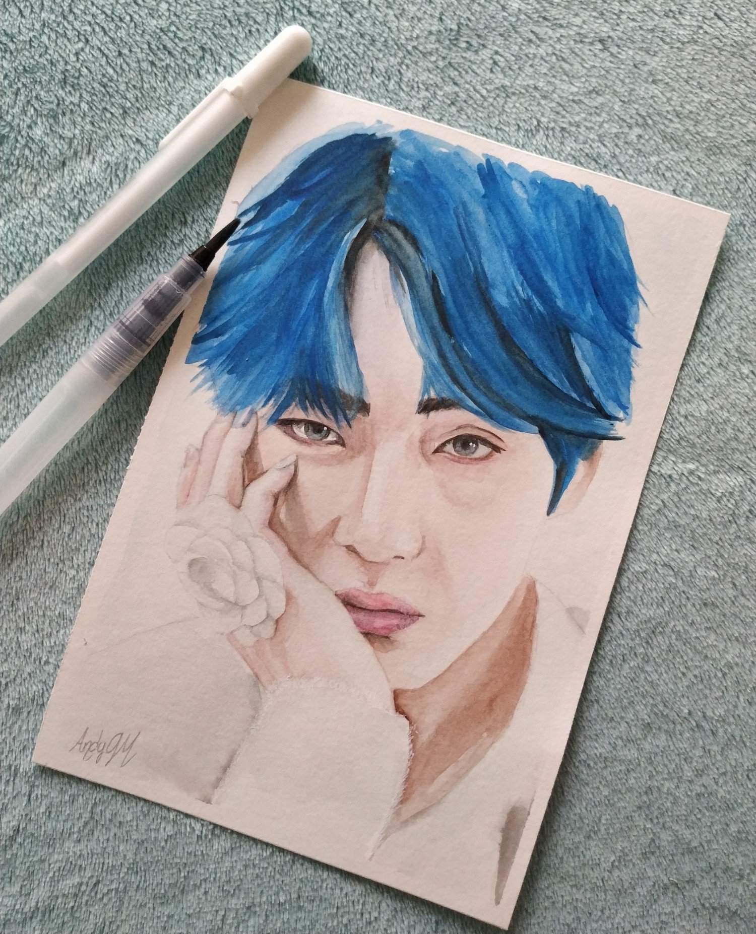 BTS Kim Taehyung Watercolor Painting | 김태형 | BTS Amino