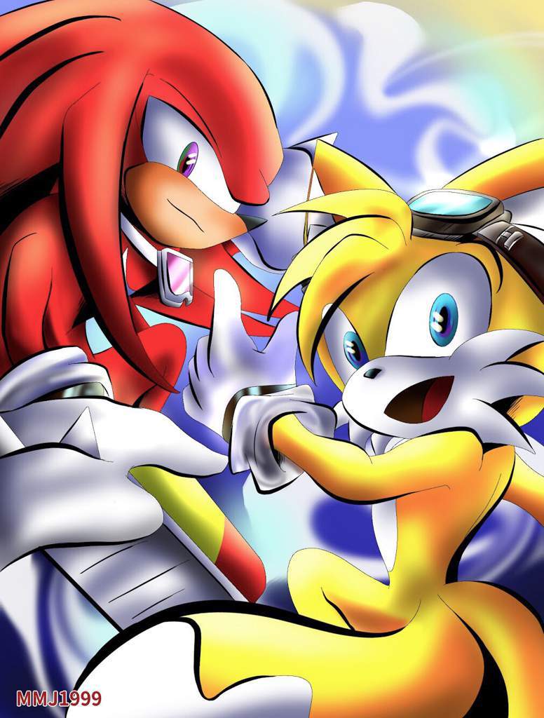 Knuckles and Tails riders Sonic the Hedgehog! 