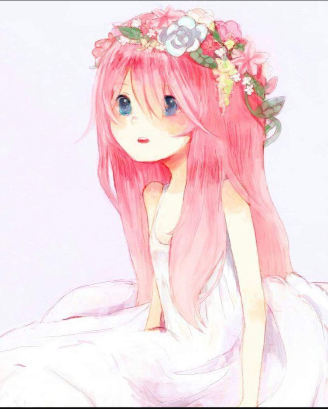 Милая тян с розовыми волосами