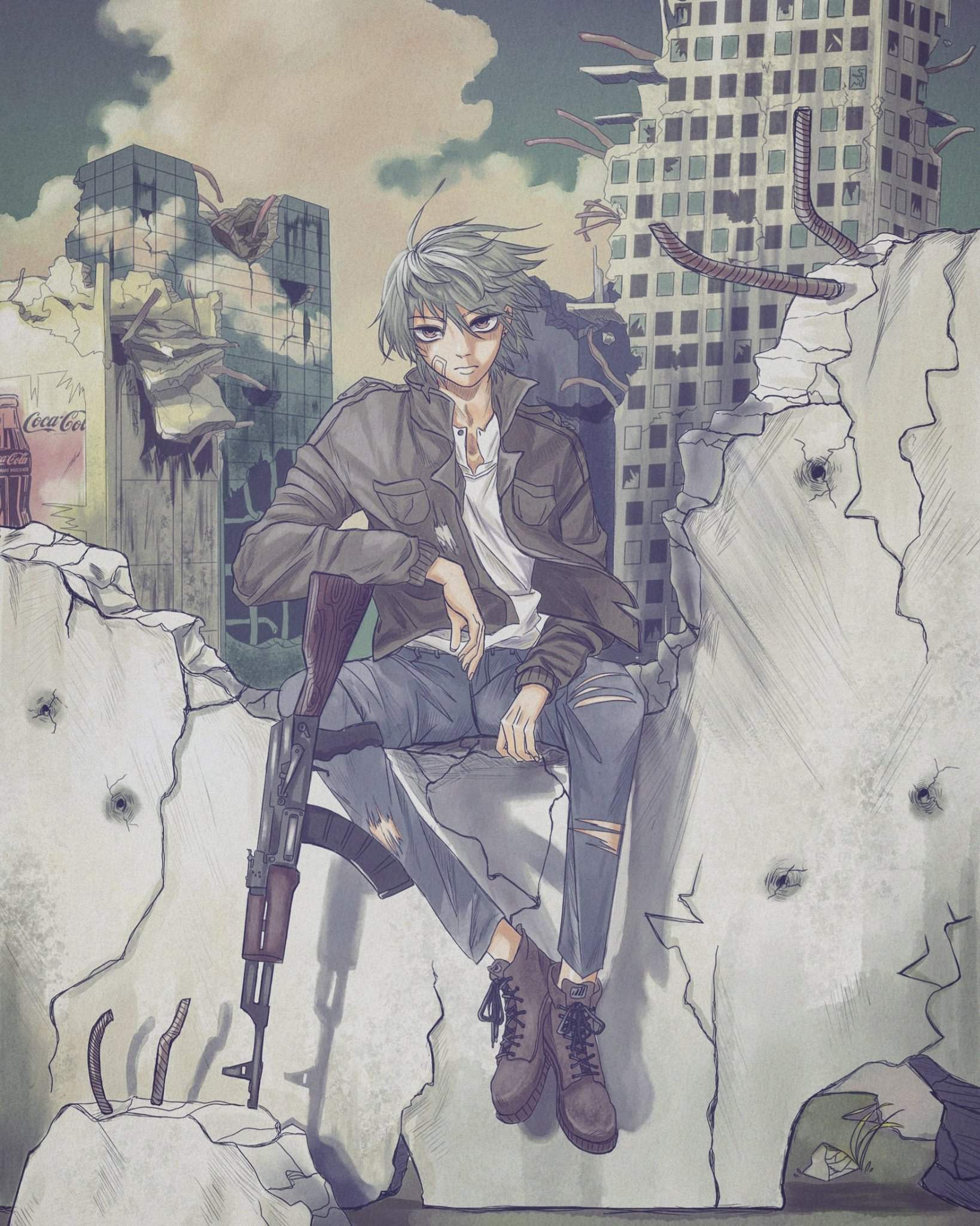 Some post-apocalyptic world...idk | Anime Art Amino