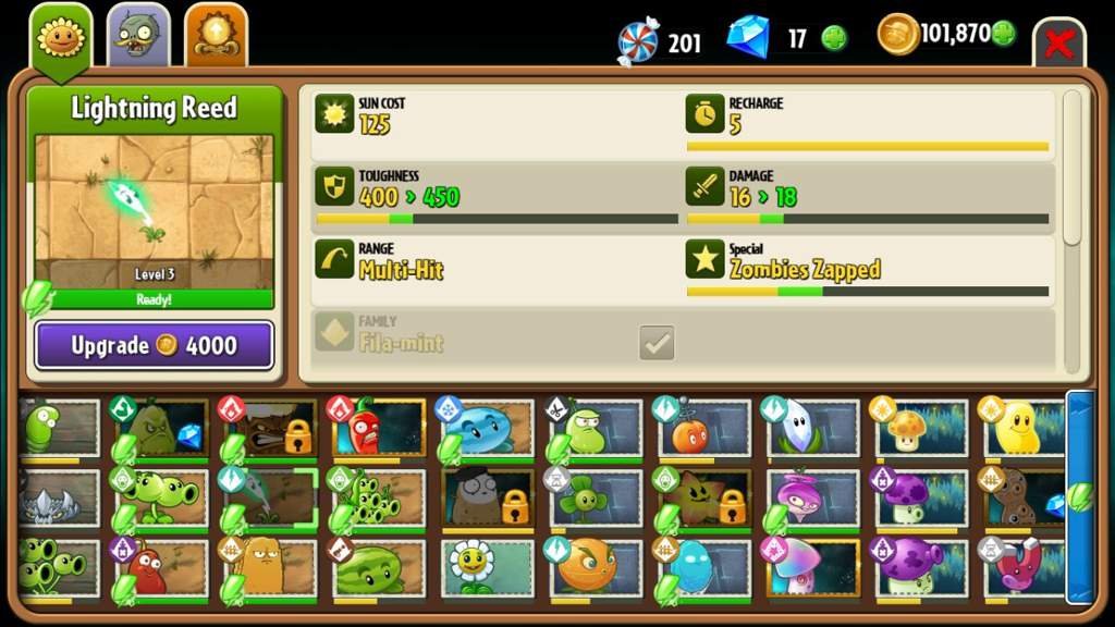 Lightning reed Level 4 PvZ. MultiVerse Amino Amino