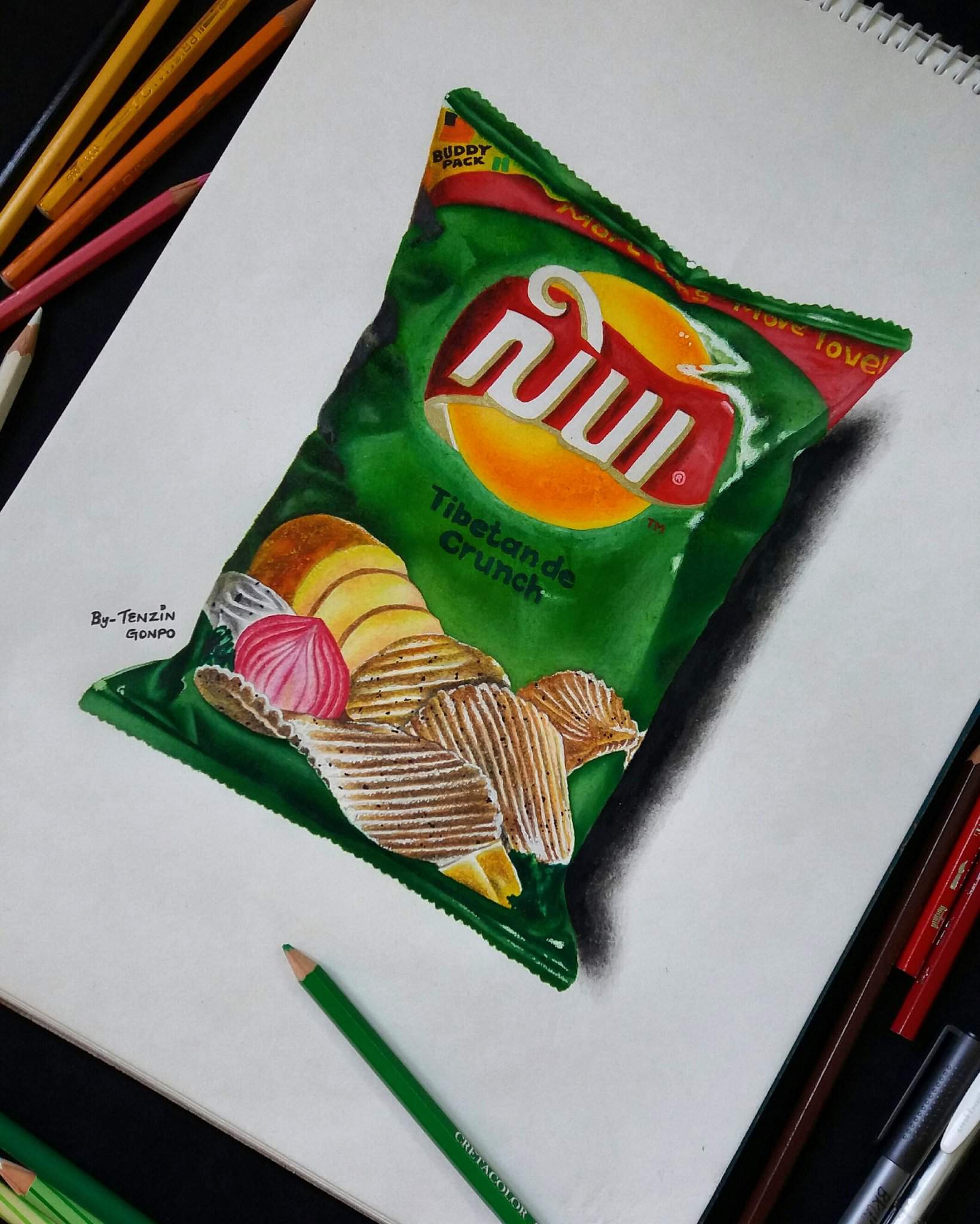Yep...here is my new 3D drawing of LAYS chips bag☺ Art Amino