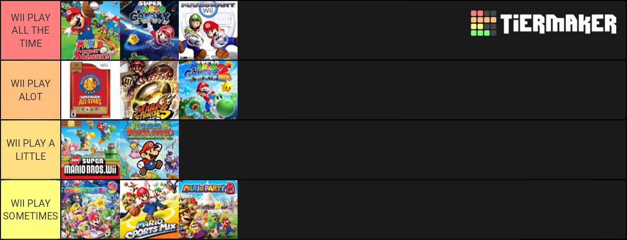 list of all mario games for wii