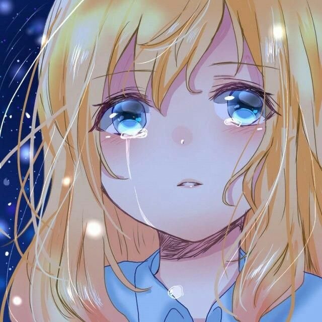 Sad blonde anime girl