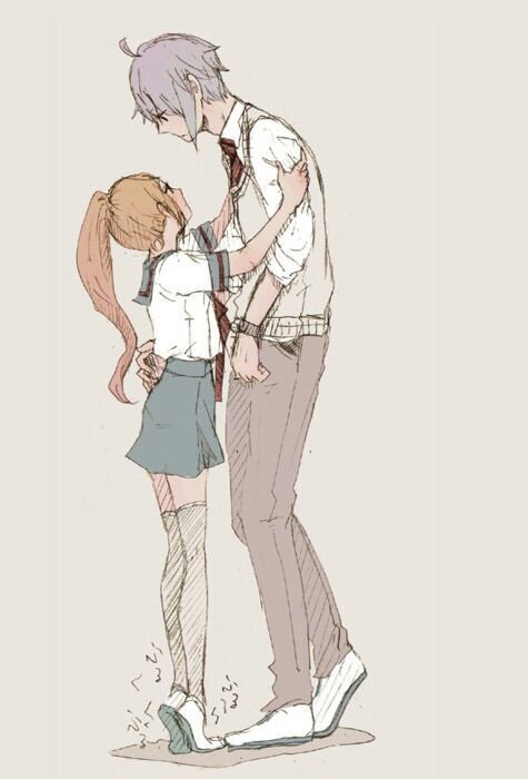 Anime couple tall and short