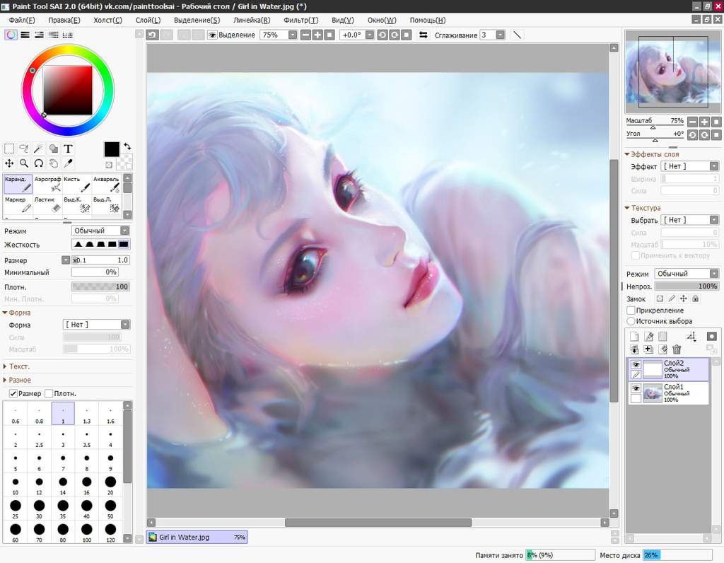 Paint Tool Sai Интерфейс