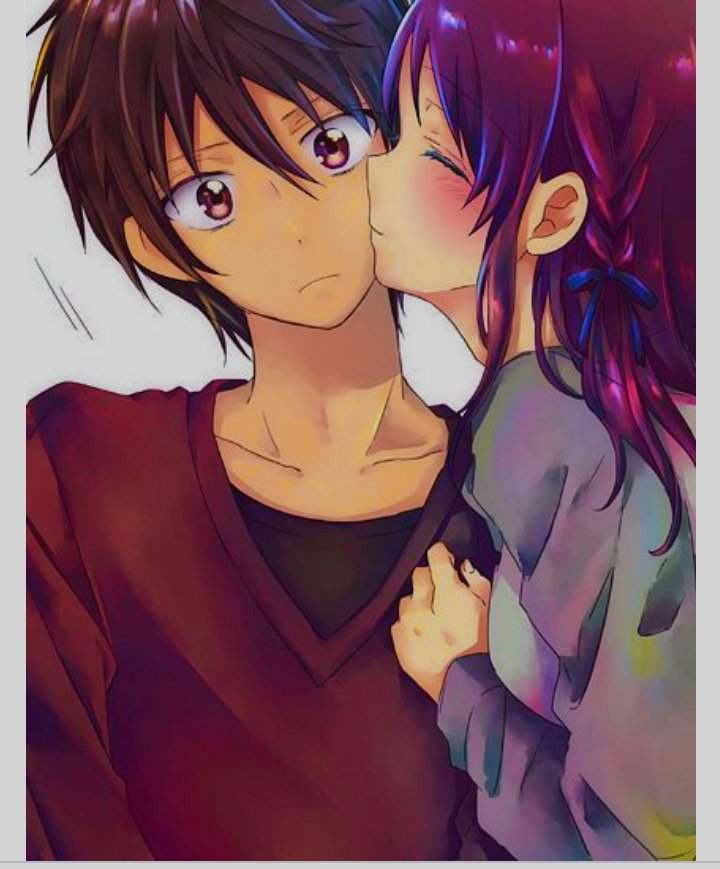 Boy and girl in love anime