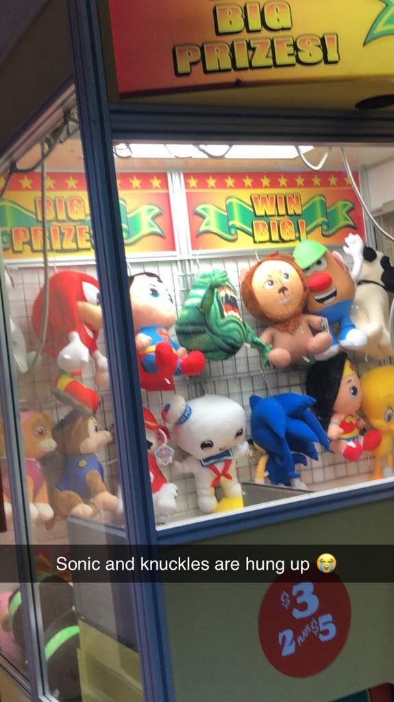 sonic plush claw machine