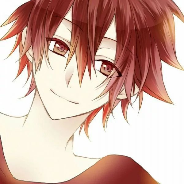 Anime boy with red hair and green eyes