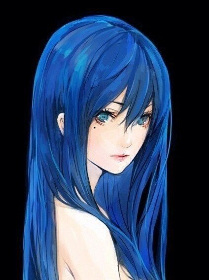 Anime woman with blue hair