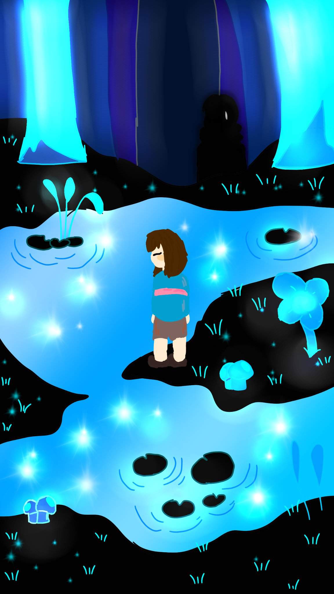 Frisk in waterfall | Undertale Roleplay ♡ Amino