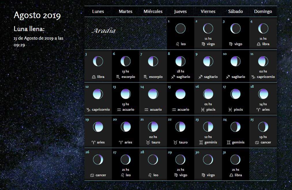 Lunas de Agosto Calendario lunar Naturaleza Pagana Amino