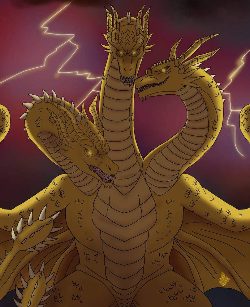 Appearance King Ghidorah is a large, three-headed, wyvern-like kaiju with t...