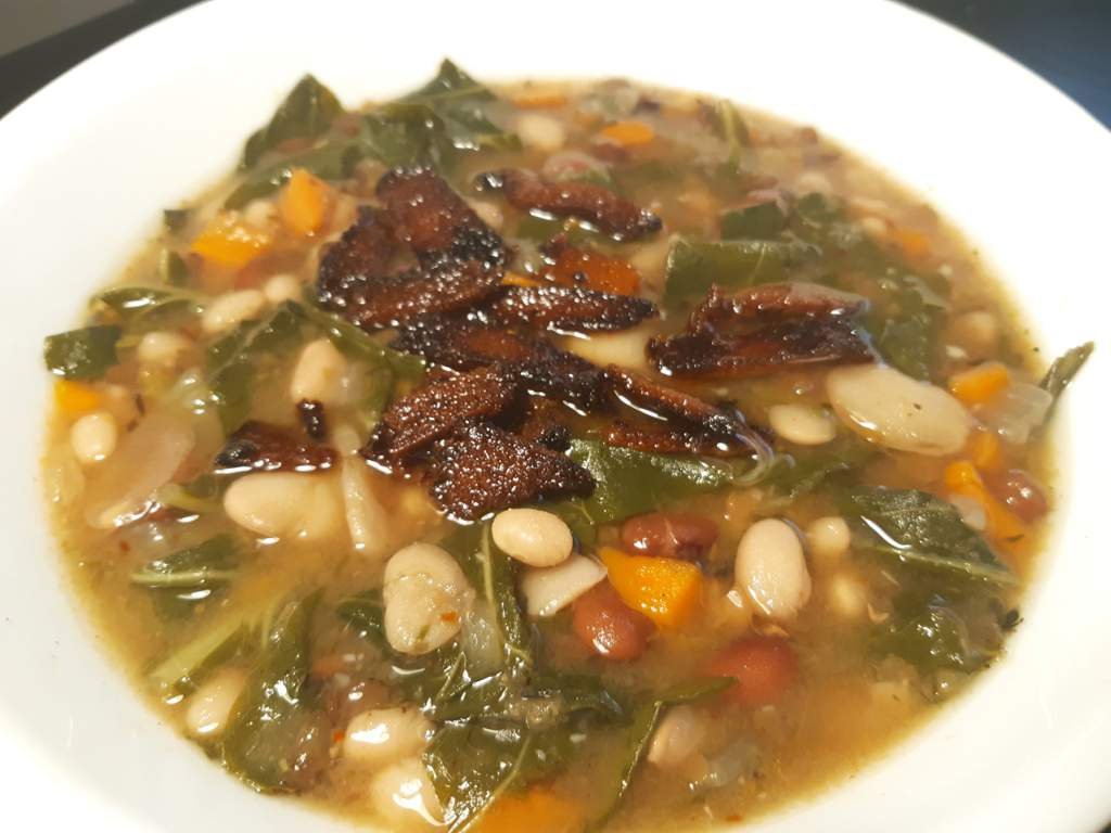15Bean Soup with Collards and Bacon Vegan Amino