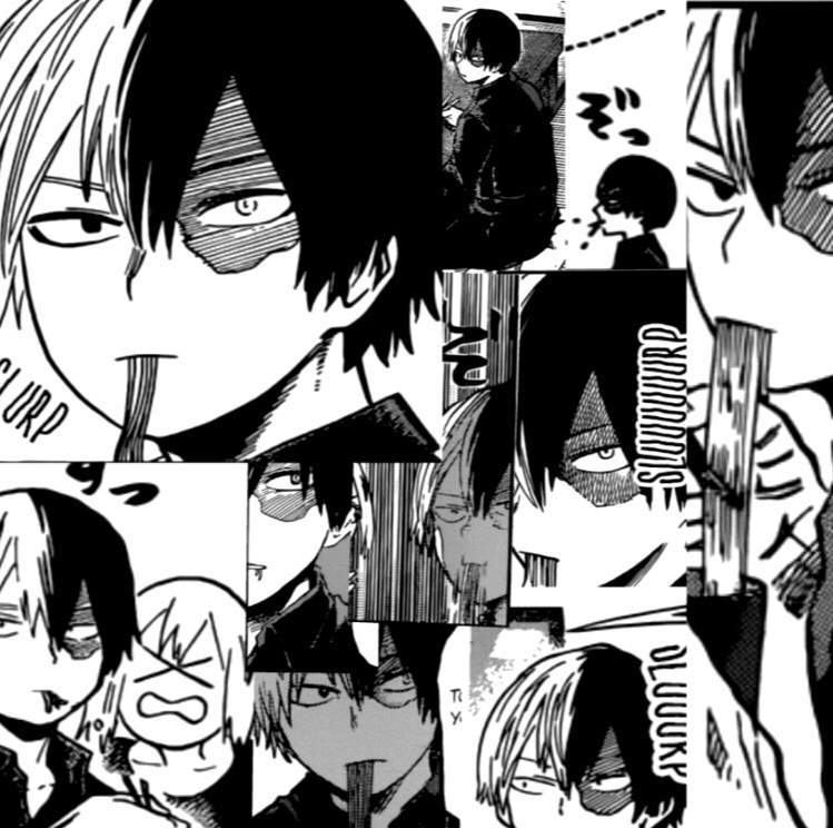 Picture Collage Of Todoroki Eating Ramen 