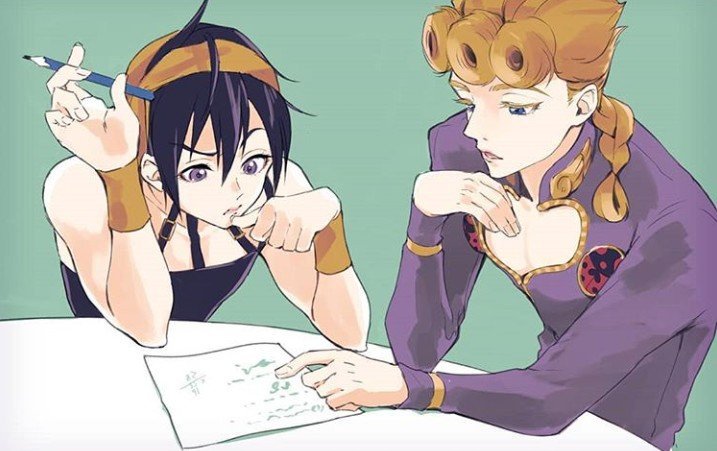 Giorno ensinado matematica para o narancia pq o fugo ja perdeu a paciencia ...