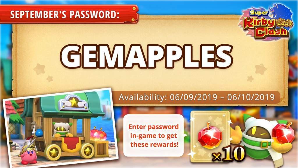Super Kirby Clash September 2019 password revealed. Nintendo Switch