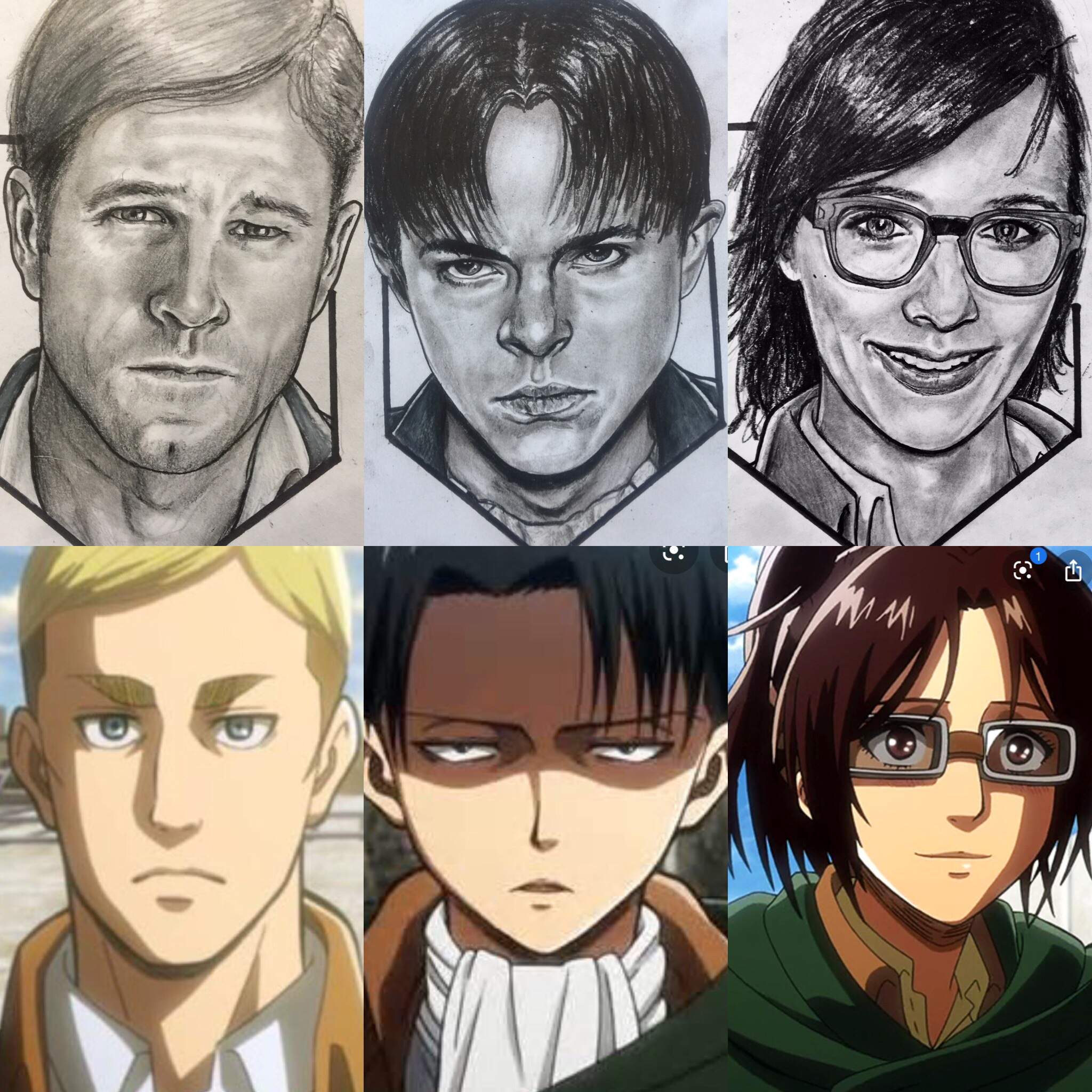 Finished some more Attack on titan character portraits, based on actors tha...