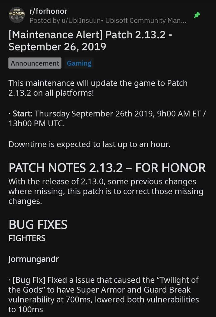 for honor patch notes for honor patch notes