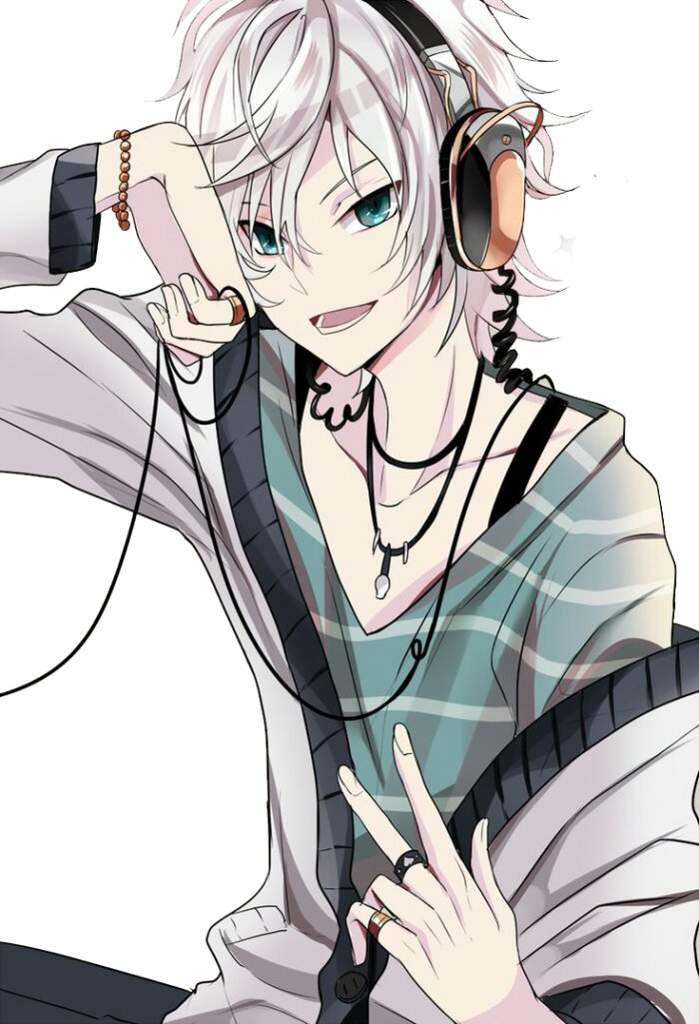 Anime cool boy with headphones