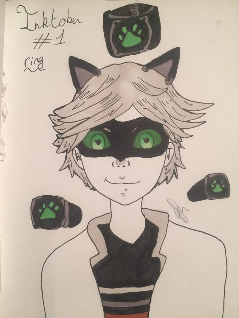 Dessin chat noir/Adrien pour l’inktober Miraculous Ladybug FR 🐞 Amino