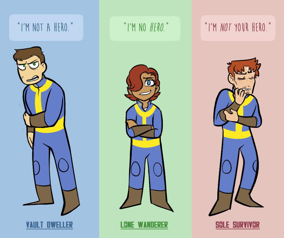 Главные герои разных частей Fallout. 