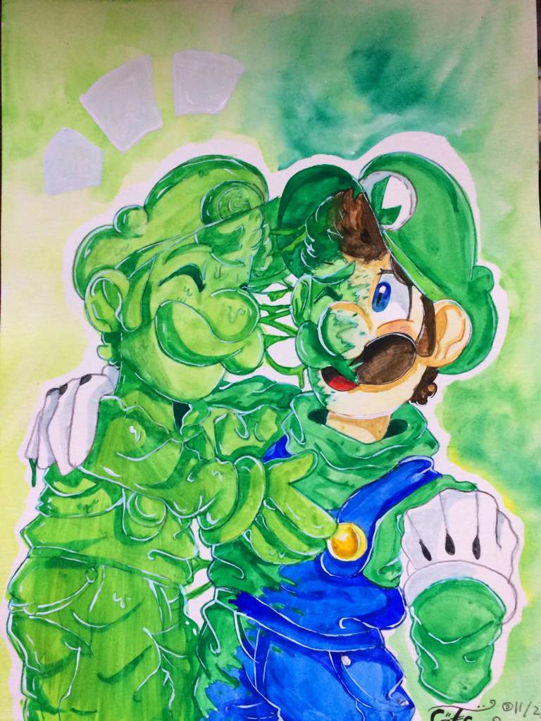 Gooey hug!💚💚💚. Luigi and Gooigi fan art! | Mario Amino