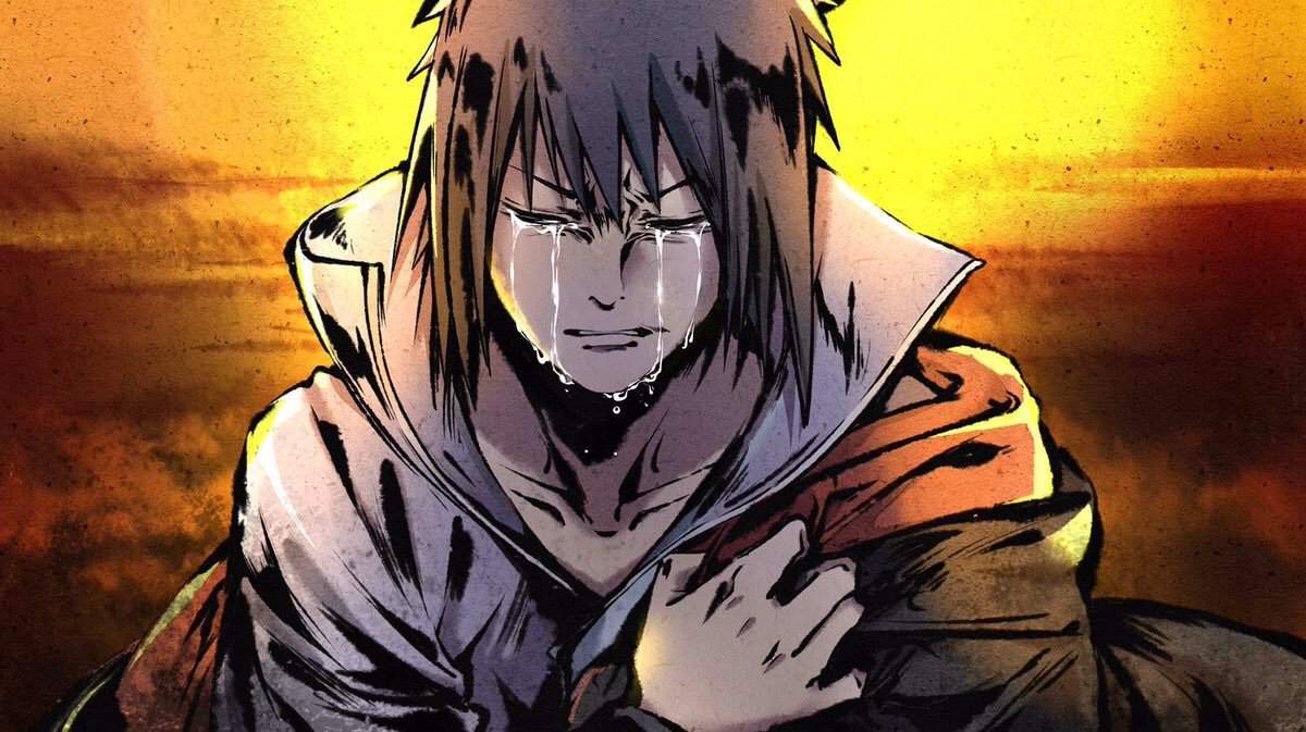 Саске плачет после смерти Наруто арт