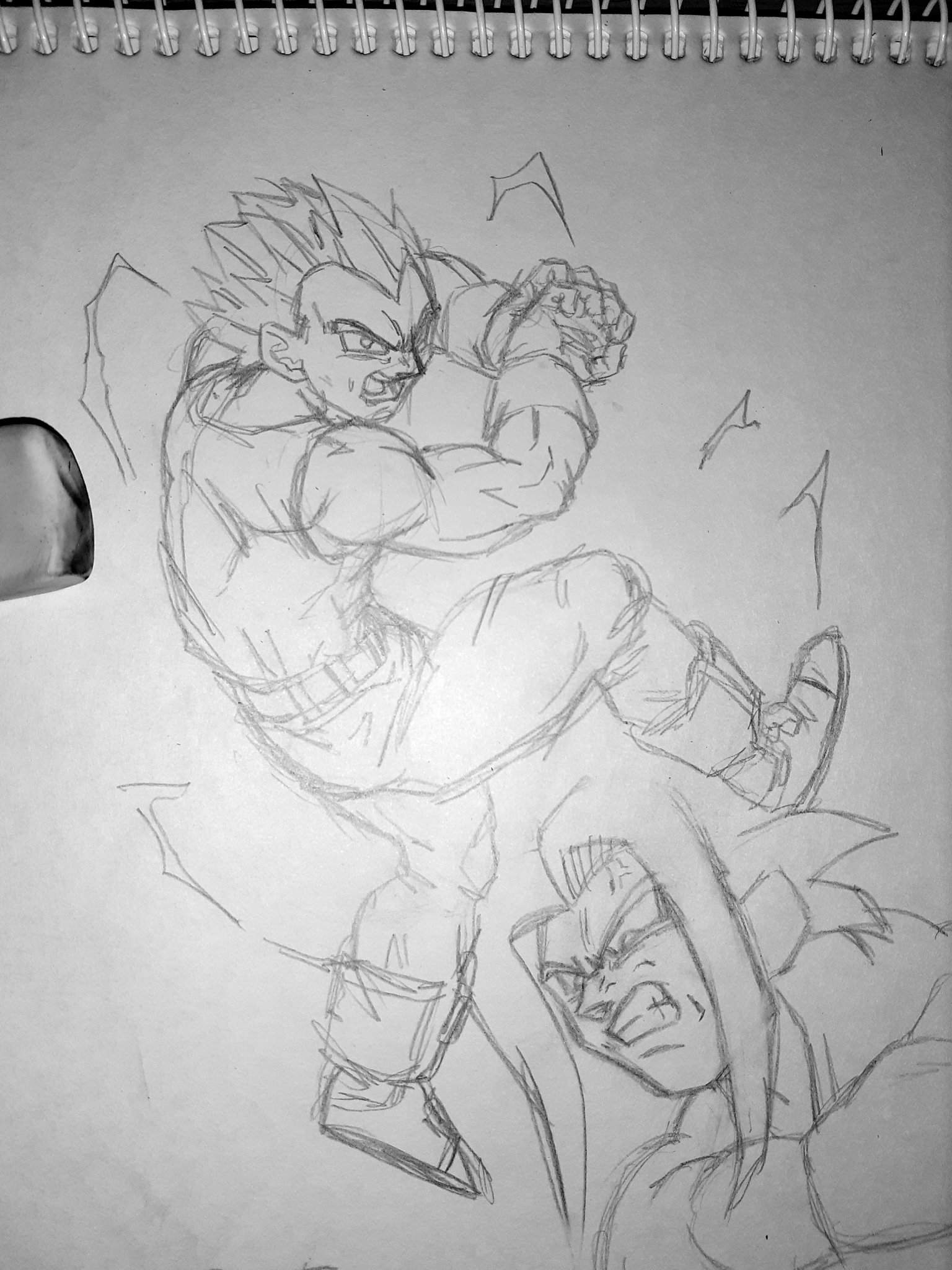 Boceto de Vegeta y un Xicor ahí que hice de práctica xdd Dibujos de