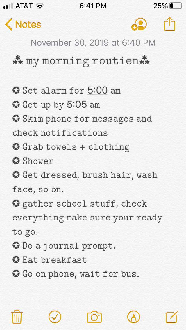 that girl morning routine checklist