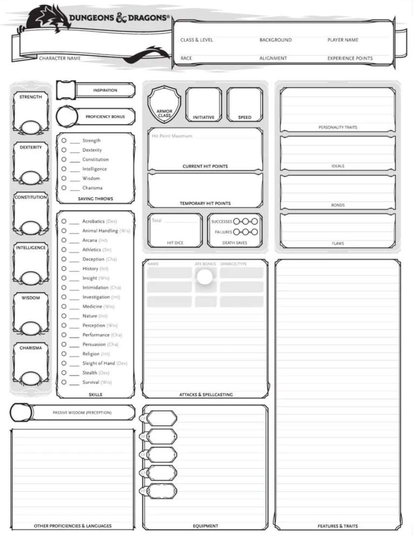 Dnd Character Sheet Wiki Dungeons Dragons D D Amino